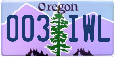 OR license plate 003IWL