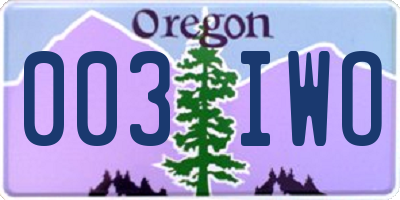 OR license plate 003IWO