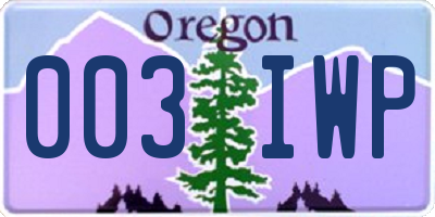 OR license plate 003IWP