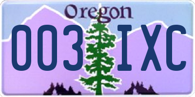 OR license plate 003IXC