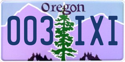 OR license plate 003IXI