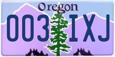 OR license plate 003IXJ