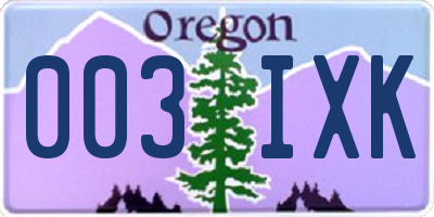 OR license plate 003IXK
