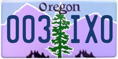 OR license plate 003IXO