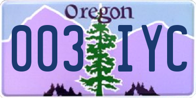 OR license plate 003IYC