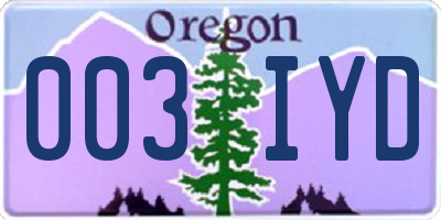 OR license plate 003IYD