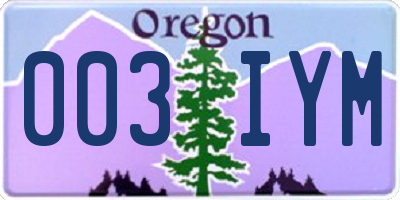 OR license plate 003IYM