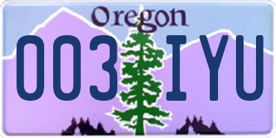 OR license plate 003IYU