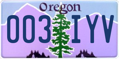 OR license plate 003IYV