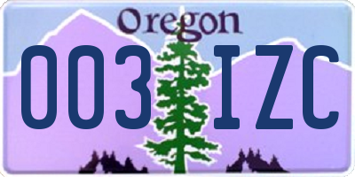 OR license plate 003IZC