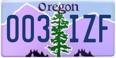 OR license plate 003IZF