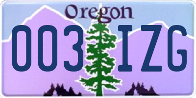 OR license plate 003IZG