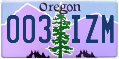 OR license plate 003IZM