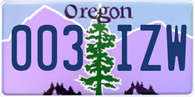 OR license plate 003IZW