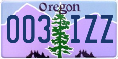 OR license plate 003IZZ