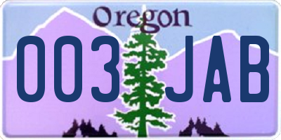 OR license plate 003JAB
