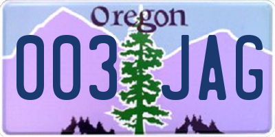 OR license plate 003JAG