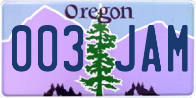 OR license plate 003JAM