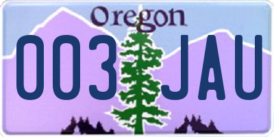 OR license plate 003JAU