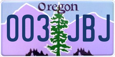 OR license plate 003JBJ