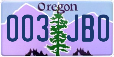 OR license plate 003JBO