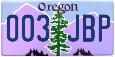 OR license plate 003JBP