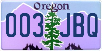 OR license plate 003JBQ