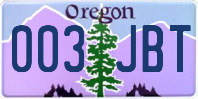OR license plate 003JBT