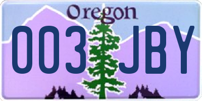 OR license plate 003JBY