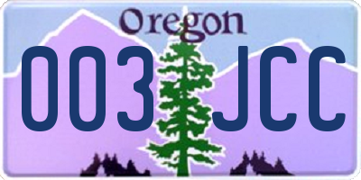 OR license plate 003JCC