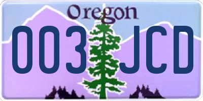 OR license plate 003JCD