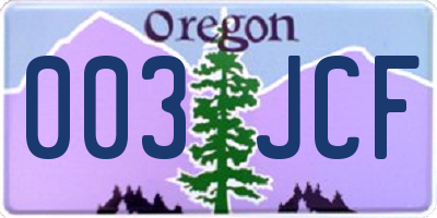 OR license plate 003JCF