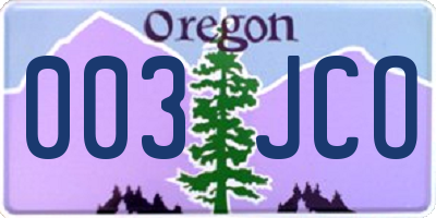 OR license plate 003JCO