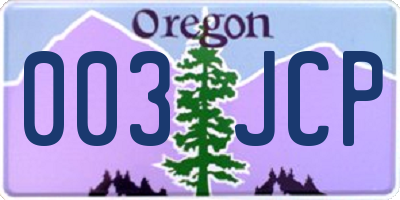 OR license plate 003JCP