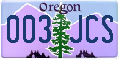 OR license plate 003JCS