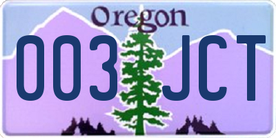 OR license plate 003JCT