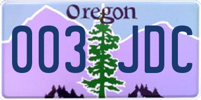OR license plate 003JDC
