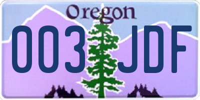 OR license plate 003JDF