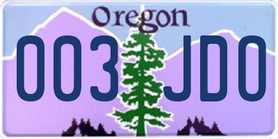 OR license plate 003JDO