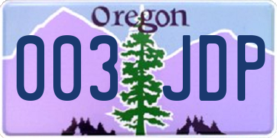OR license plate 003JDP