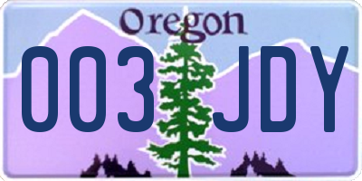 OR license plate 003JDY