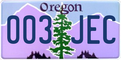 OR license plate 003JEC