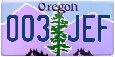 OR license plate 003JEF