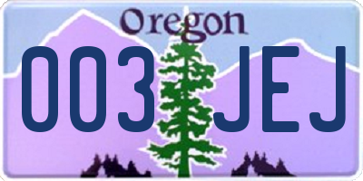 OR license plate 003JEJ