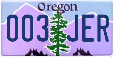 OR license plate 003JER