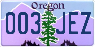 OR license plate 003JEZ