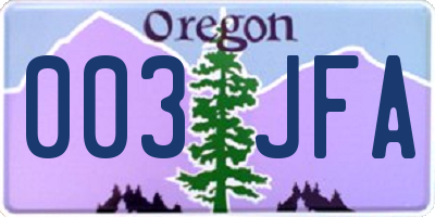OR license plate 003JFA