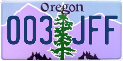 OR license plate 003JFF