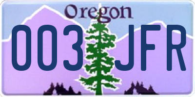 OR license plate 003JFR
