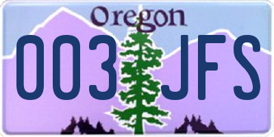 OR license plate 003JFS
